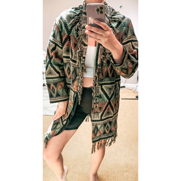 Vintage Aztec Southwestern Jacket Cotton Medium - Picture 6 of 7